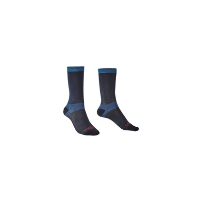 A pair of ultralight women's liner socks in navy blue, designed for moisture-wicking and comfort during hikes.