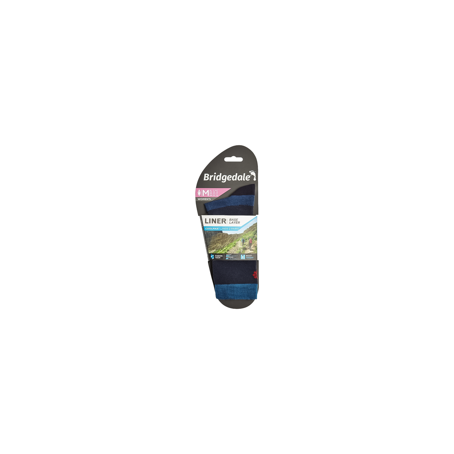 Women's base layer liner socks in navy blue designed for breathability and comfort during outdoor activities.