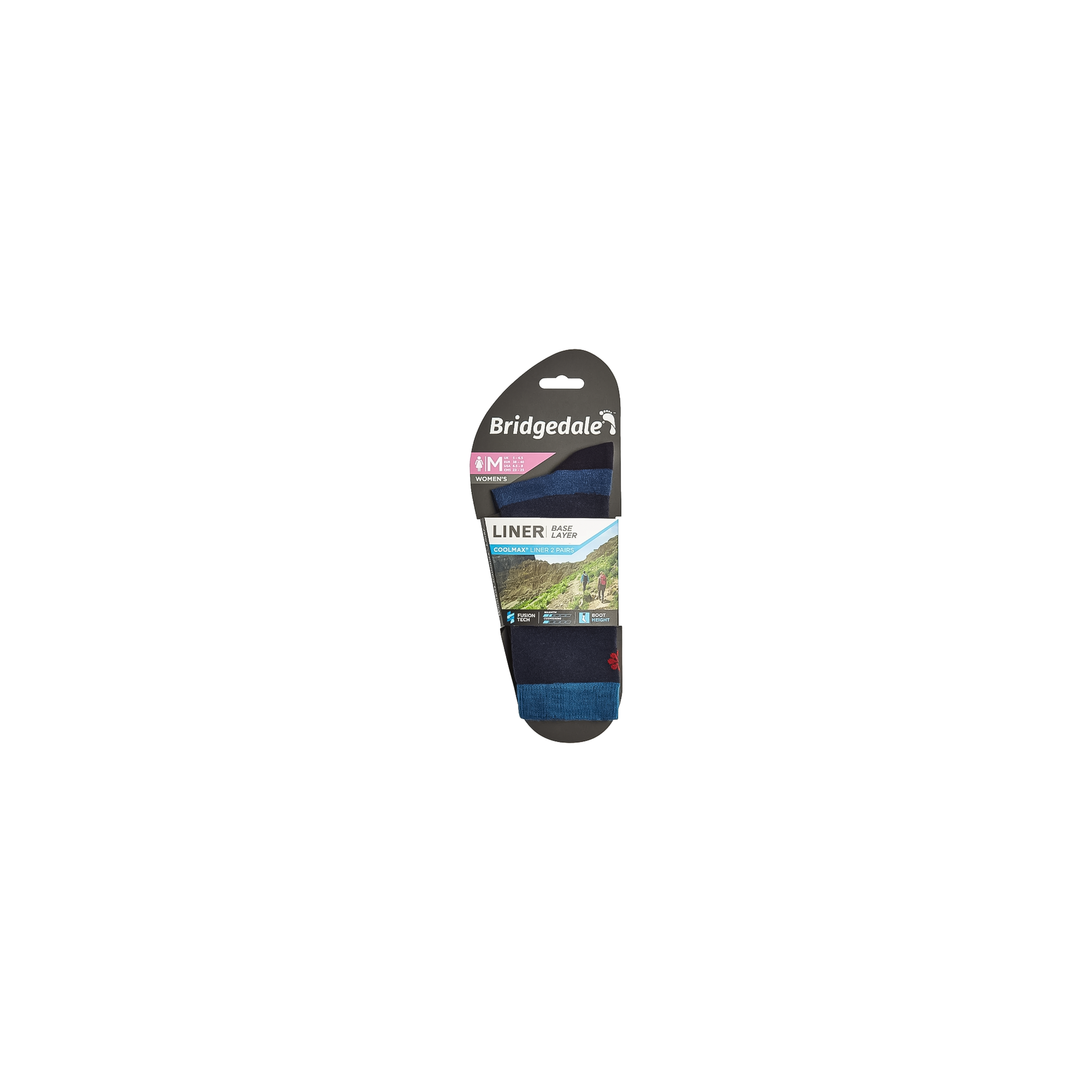 Women's base layer liner socks in navy blue designed for breathability and comfort during outdoor activities.