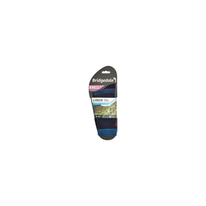 Women's base layer liner socks in navy blue designed for breathability and comfort during outdoor activities.
