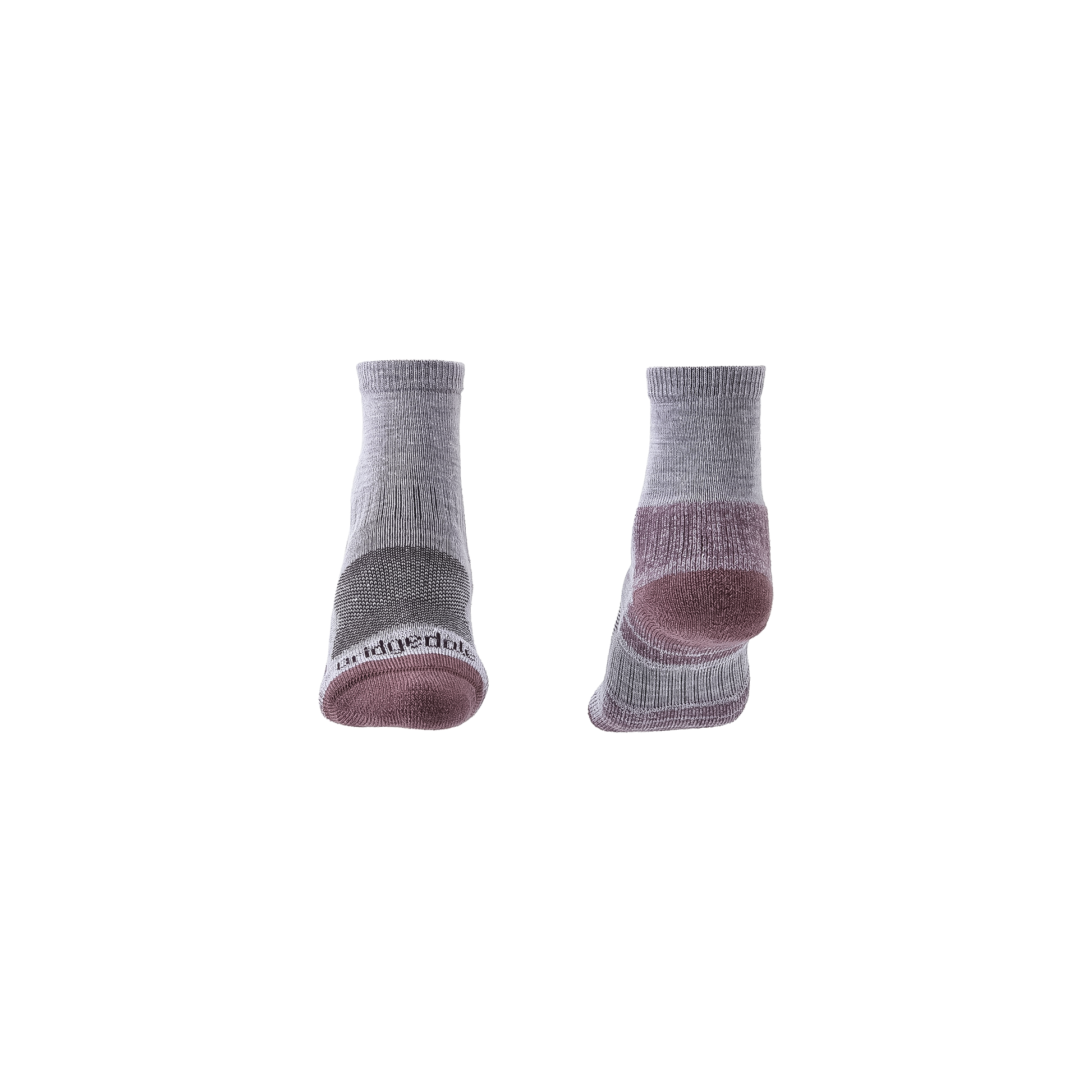 Lightweight Merino performance socks for women in grey and pink, designed for comfort during hiking and trail running.