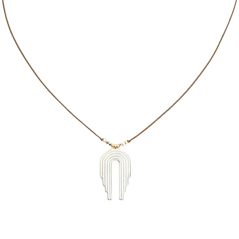 Adjustable necklace with a waterfall-inspired pendant and 24K gold vermeil beads accent, ideal for layering or solo wear.