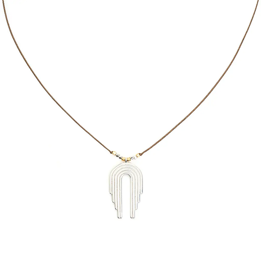 Adjustable necklace with a waterfall-inspired pendant and 24K gold vermeil beads accent, ideal for layering or solo wear.