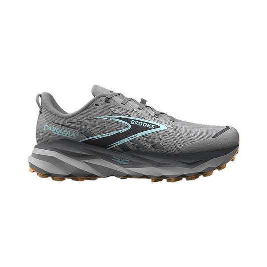 Brooks Men's Cascadia 19 running shoes in color Gray, designed for comfort and performance on any terrain.
