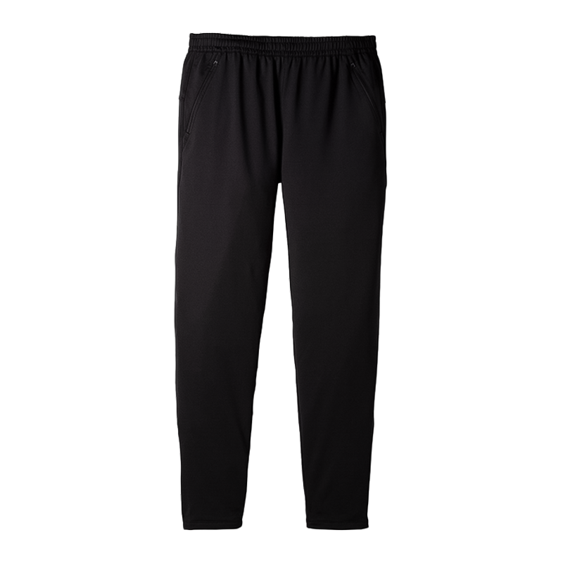 Brook&#39;s men&#39;s black tech fleece pants provide warmth for outdoor excursions without bulk.