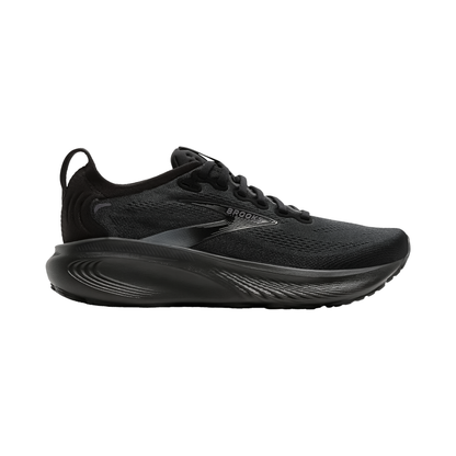 Brooks Adrenaline GTS 25 running shoes in black, showcasing a supportive design for stability and comfort during runs.