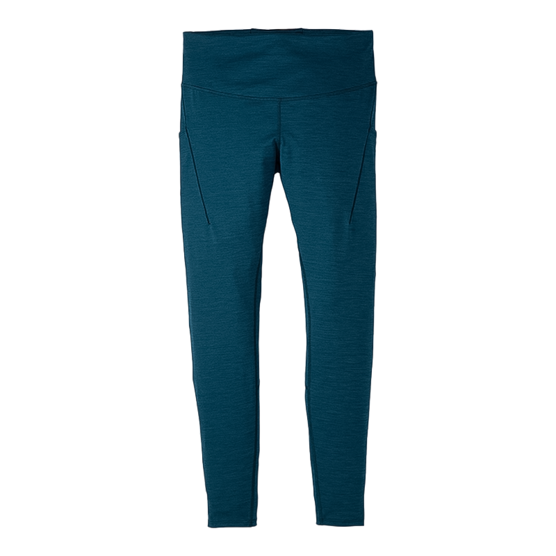 Blue women&#39;s leggings for active lifestyles, featuring moisture-wicking fabric and side pockets.