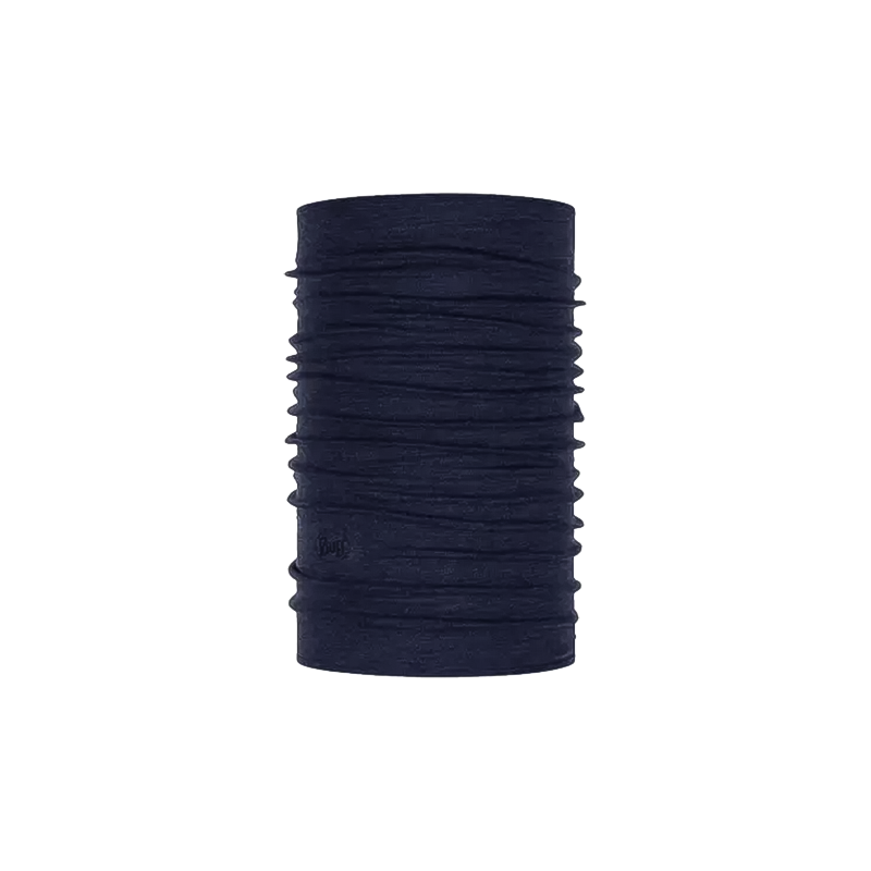 Navy blue Buff Merino Midweight Neckwear in various styles, made from eco-friendly wool for warmth and comfort in all seasons.