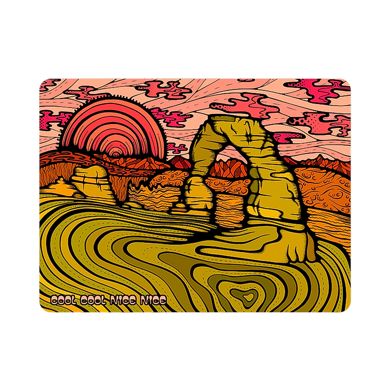 A vivid desert landscape sticker highlighting colorful rock formations and the beauty of arid environments.