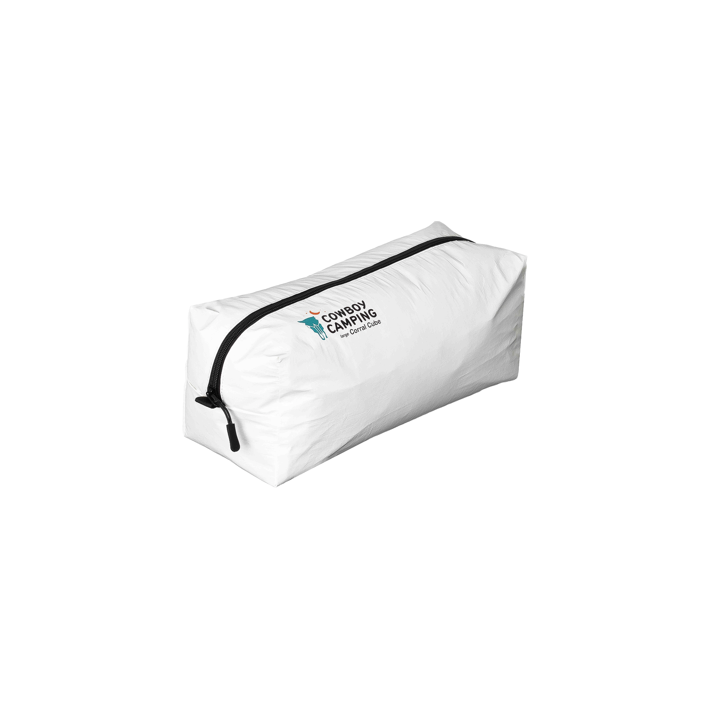 Ultralight white gear bag with a logo, perfect for storing essentials while hiking or camping.