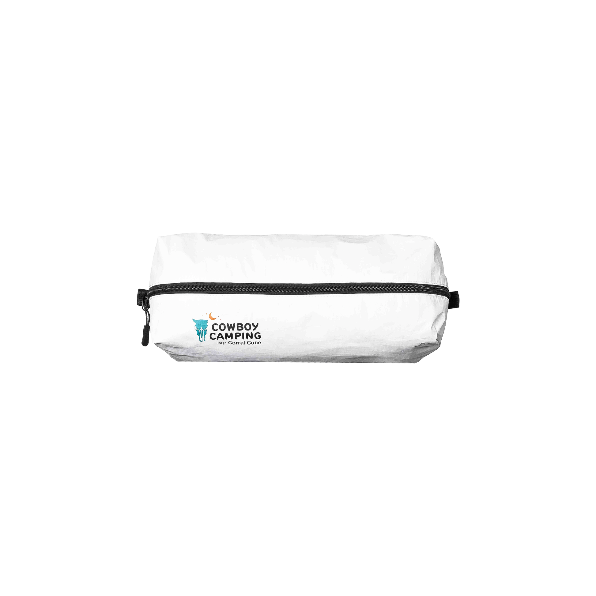 Minimalist white gear bag with a logo, designed for easy access to small items during outdoor activities.