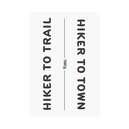 Sitting pad featuring the phrase "Trail to Trail Hiker to Town" promoting hiking and outdoor activities.