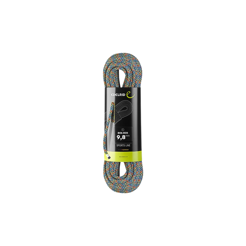 The Edelrid Boa Eco 9.8mm climbing rope combines eco-friendly design with robust performance.