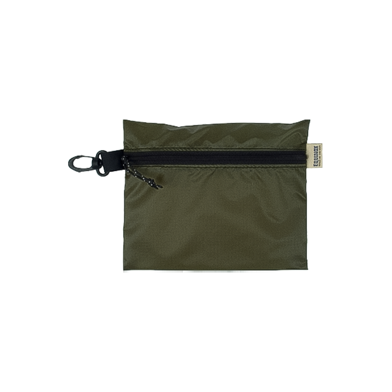 Olive green zippered Equinox Marsupial Pouch, a lightweight solution for organizing gear on outdoor excursions.