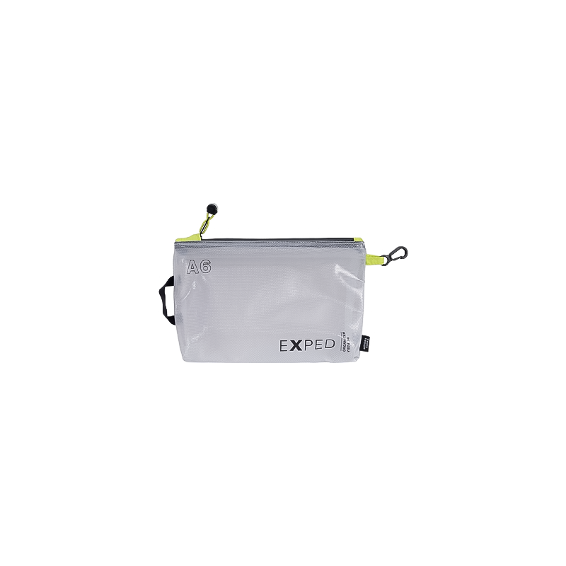 Transparent zipper pouch designed for travel organization, offering weatherproof protection and easy access with attachment loops.