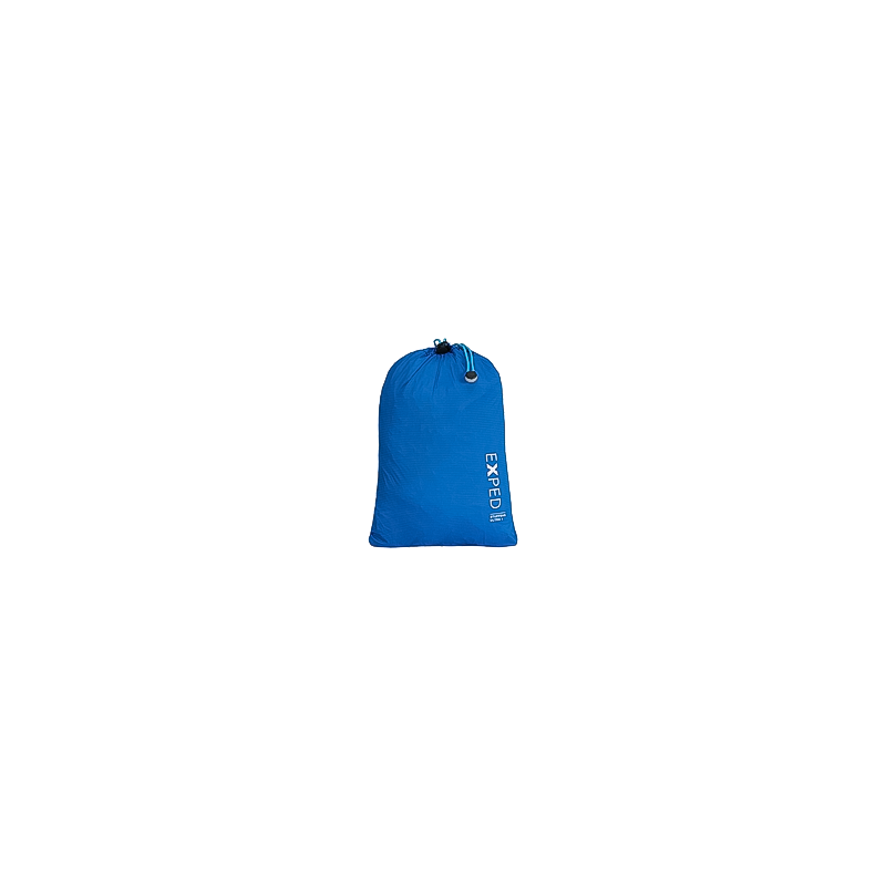 Blue Exped Stuffbag Ultra, made of waterproof recycled nylon for organizing backpacking gear and clothing.