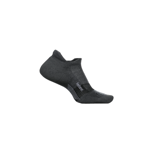 Gray no show sock on a white background, showcasing their sleek design and athletic style.