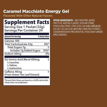 Caramel Macchiato GU Energy Gel supplement facts