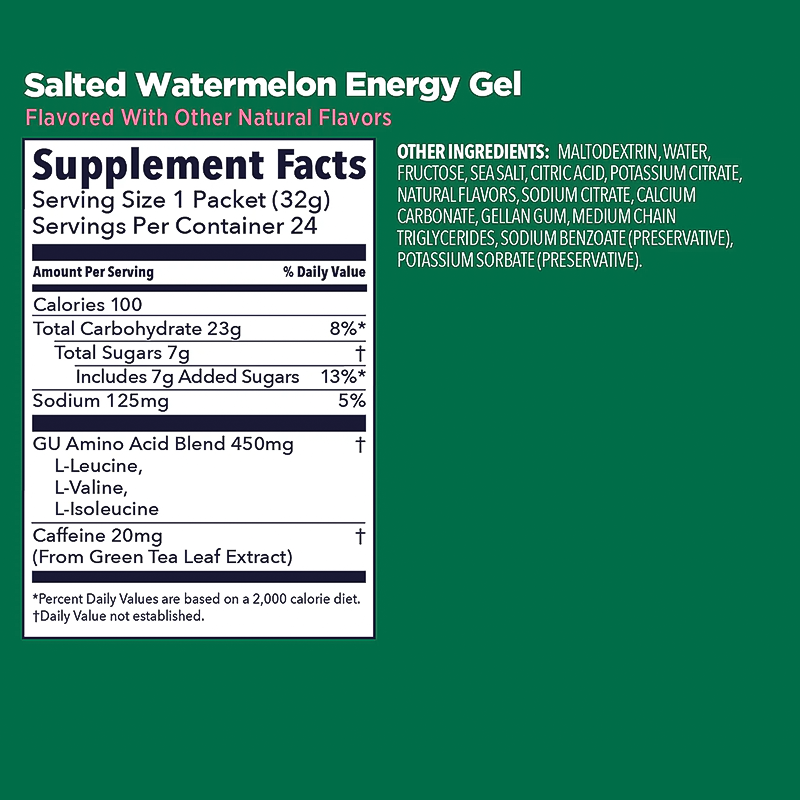 Salted Watermelon GU Energy Gel supplement facts