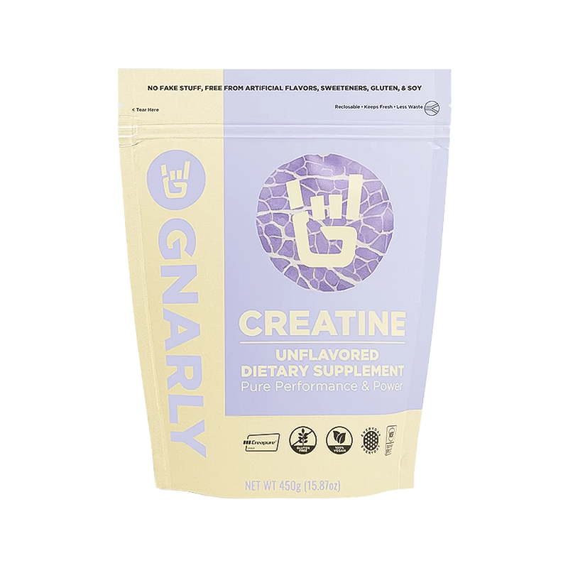Gnarly Creatine Powder in purple packaging, delivering pure creatine monohydrate to boost energy and support athletic performance.
