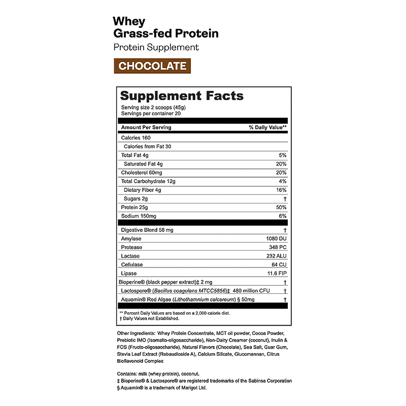 Nutrition facts for Gnarly Whey chocolate protein powder, showing 25g protein, probiotics, and omega-3s for muscle recovery.
