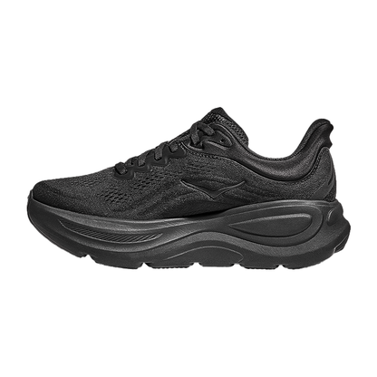 Women's Hoka Bondi 9 in black, designed for cushioning and support in running and walking.