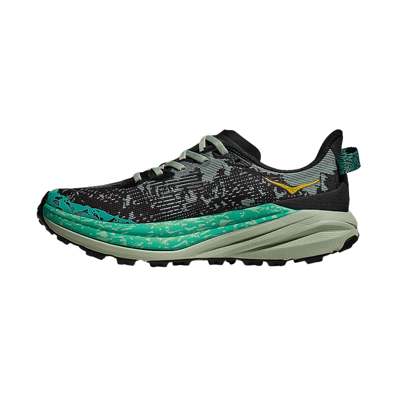 Hoka Women's Speedgoat 6 (Med) - Black/Aloe Vera