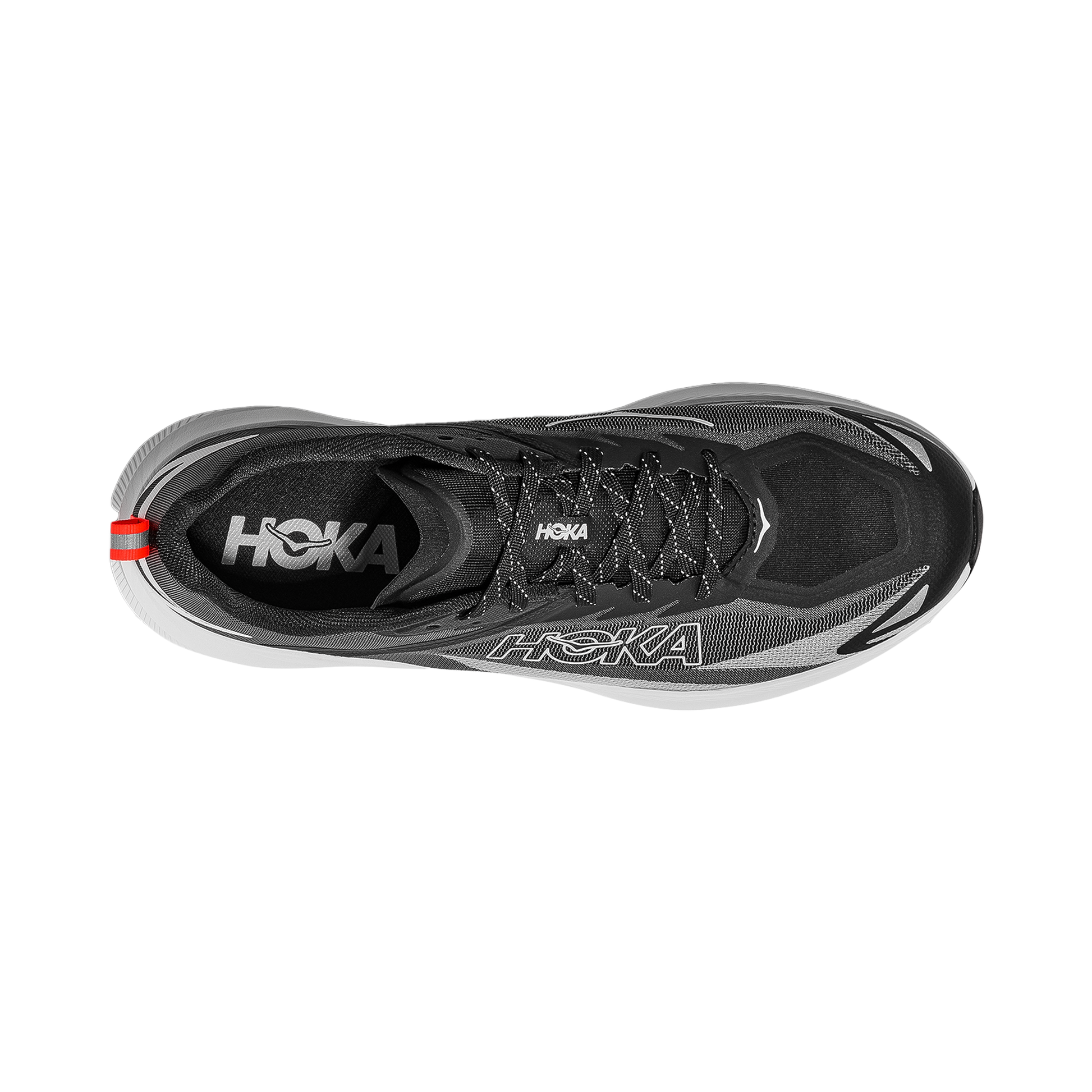 Hoka Zinal 3 trail runners shoes in black and white showcasing a secure fit, breathable upper, and aggressive outsole for fast-paced outdoor runs.