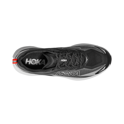 Hoka Zinal 3 trail runners shoes in black and white showcasing a secure fit, breathable upper, and aggressive outsole for fast-paced outdoor runs.