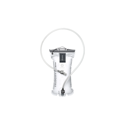 Clear water bottle with a hose, designed for hydration during running, hiking, and biking, featuring a leakproof bite valve.