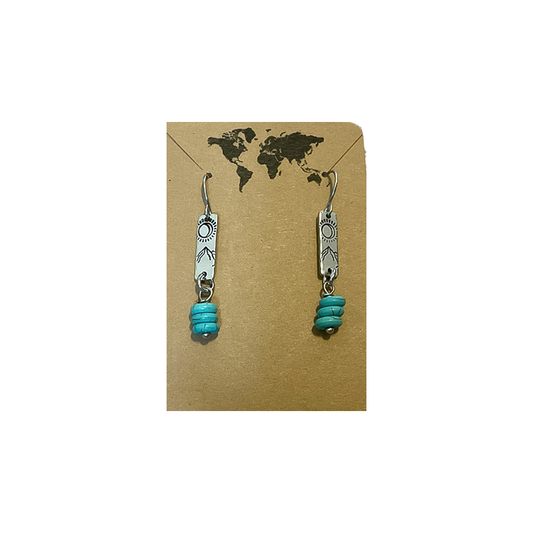 Mountain Eclipse Mini Dangle Earrings with Blue Beads