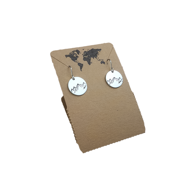 Mountain Range Circular Silver Earrings