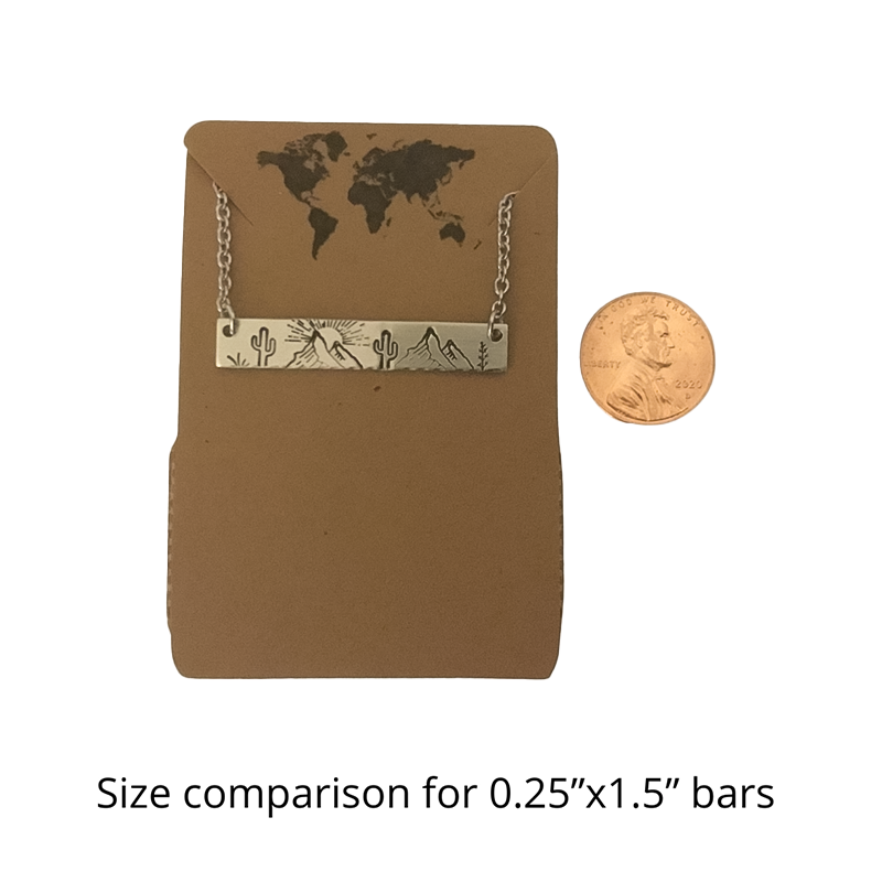 Mountain Range Stamped Bar Silver Necklace