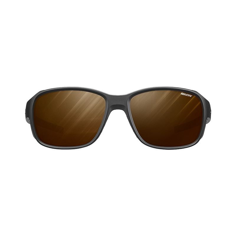 Julbo Montebianco 2 sunglasses in black with brown lenses, designed for outdoor use with removable protective side shields.