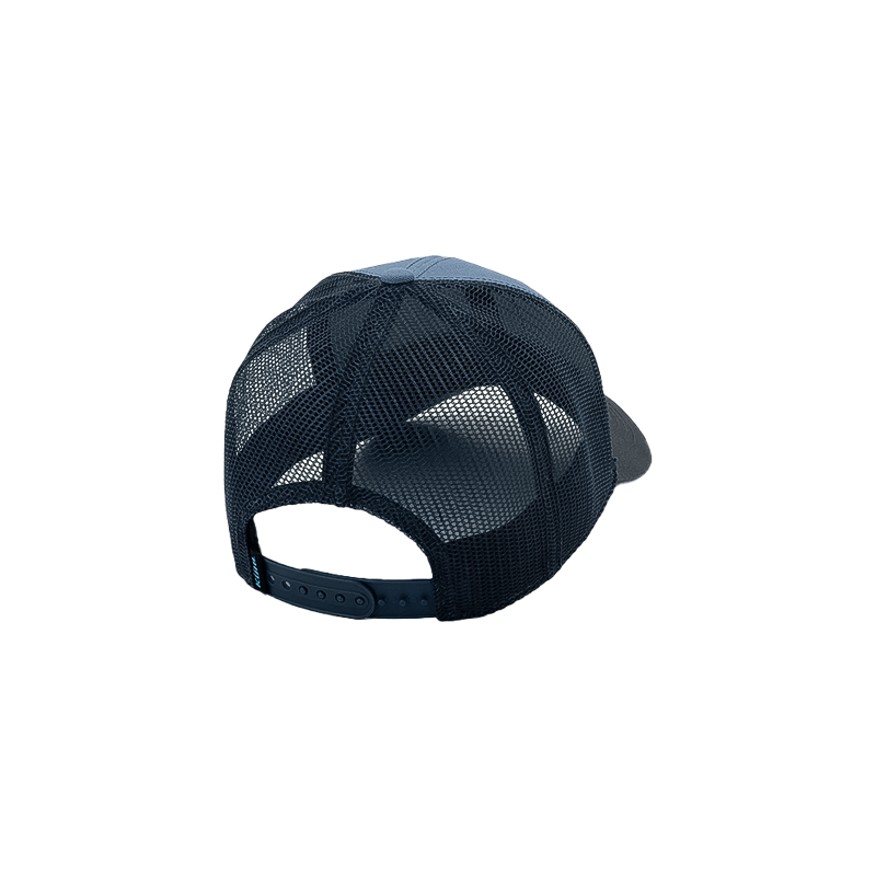 KÜHL navy and blue trucker hat with mesh back and debossed patch.