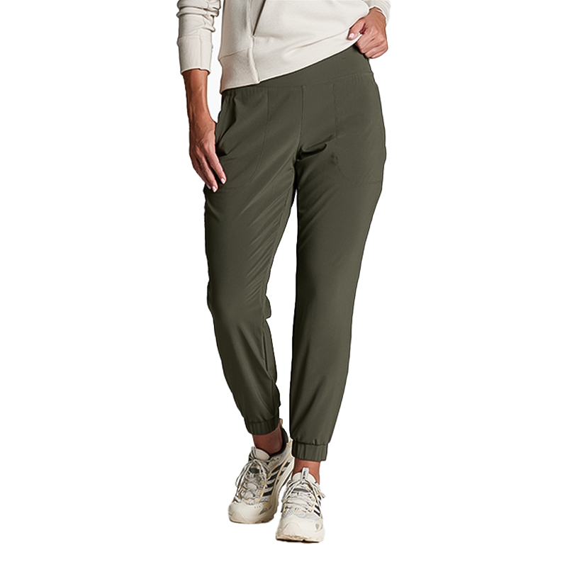 Olive green women's trail pant by The North Face, designed for outdoor comfort and performance.