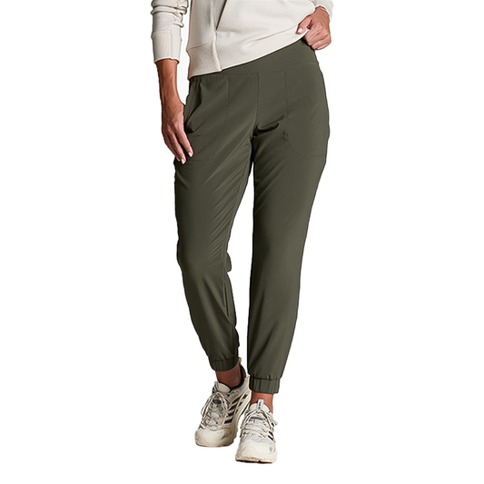 Olive green women's trail pant by The North Face, designed for outdoor comfort and performance.