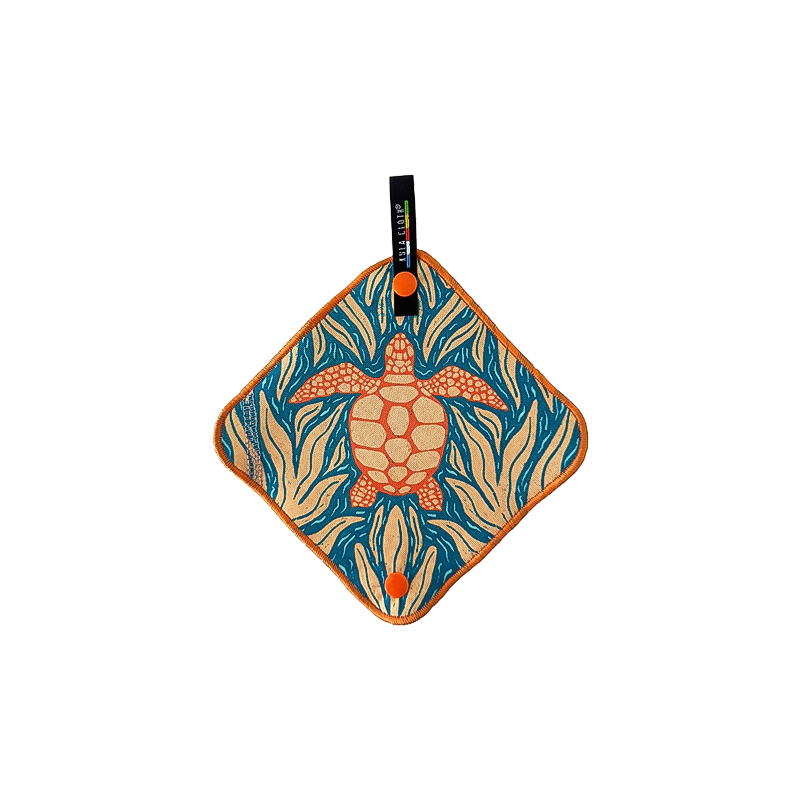 Cloth featuring a turtle design, ideal for outdoor adventures and eco-friendly use.