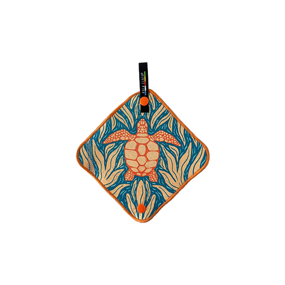 Cloth featuring a turtle design, ideal for outdoor adventures and eco-friendly use.