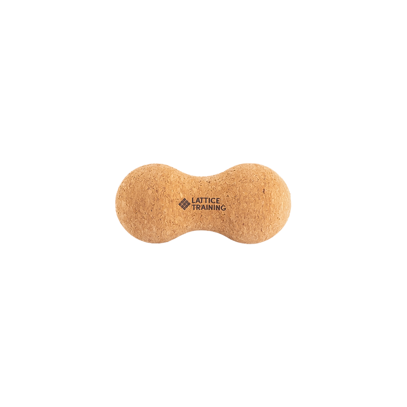 Lattice peanut cork roller, part of an eco-friendly massage tool for climbers to aid in muscle recovery and tension relief.