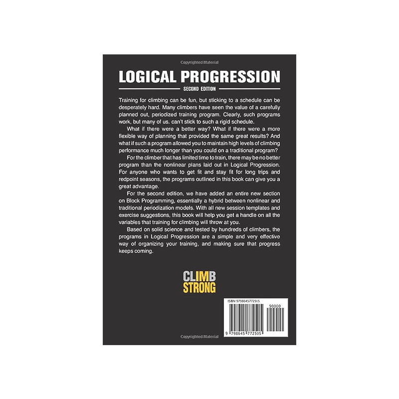 Back cover of "Logical Progression II" by Steve Bechtel, a guide to strength training and performance optimization.