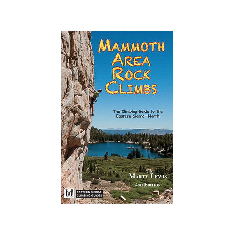 Cover of Mammoth rock climbing guidebook by Marty Lewis, 375 pages, featuring scenic routes and climbing tips.