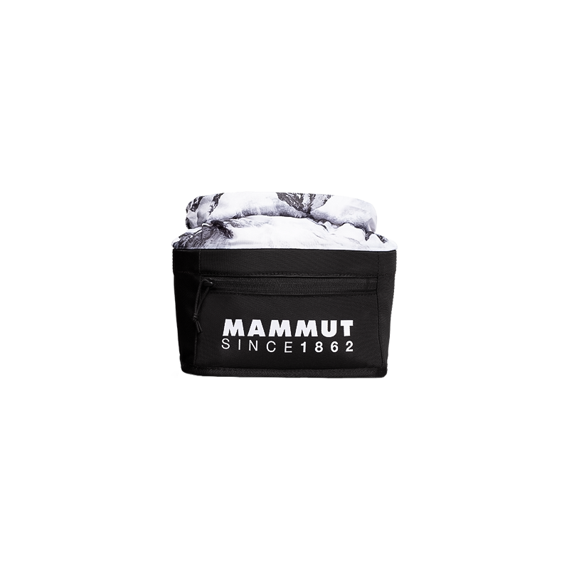 Black marble Mammut Boulder Chalk Bag with roll-top closure, fleece lining, and smart storage for climbing essentials.