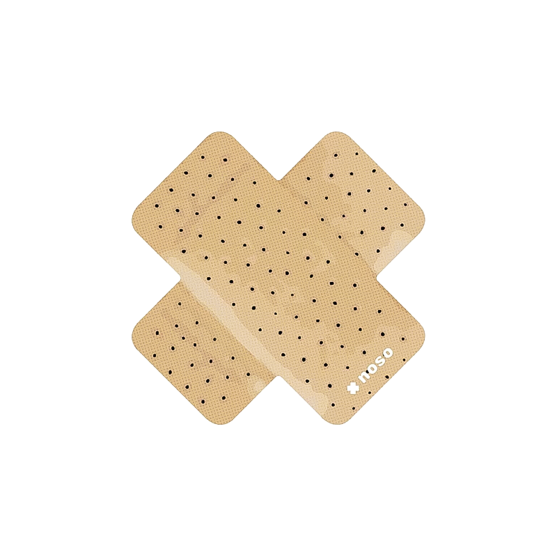 Tan bandage with dots, designed for stylish, no-sew repairs on outdoor gear and clothing, ensuring durability and flexibility.