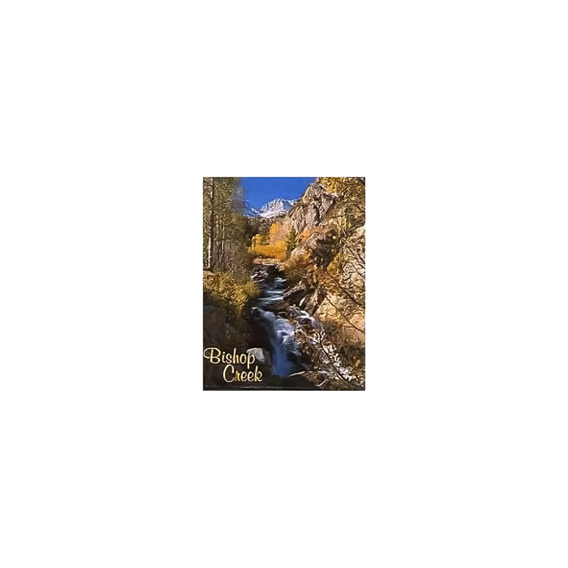 Scenic magnet featuring the Bishop Creek with autumn foliage, capturing the beauty of nature in a picturesque setting.