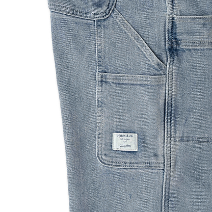 Close-up of a utility jeans pocket, showcasing durable stitching and spacious design for tools and essentials.