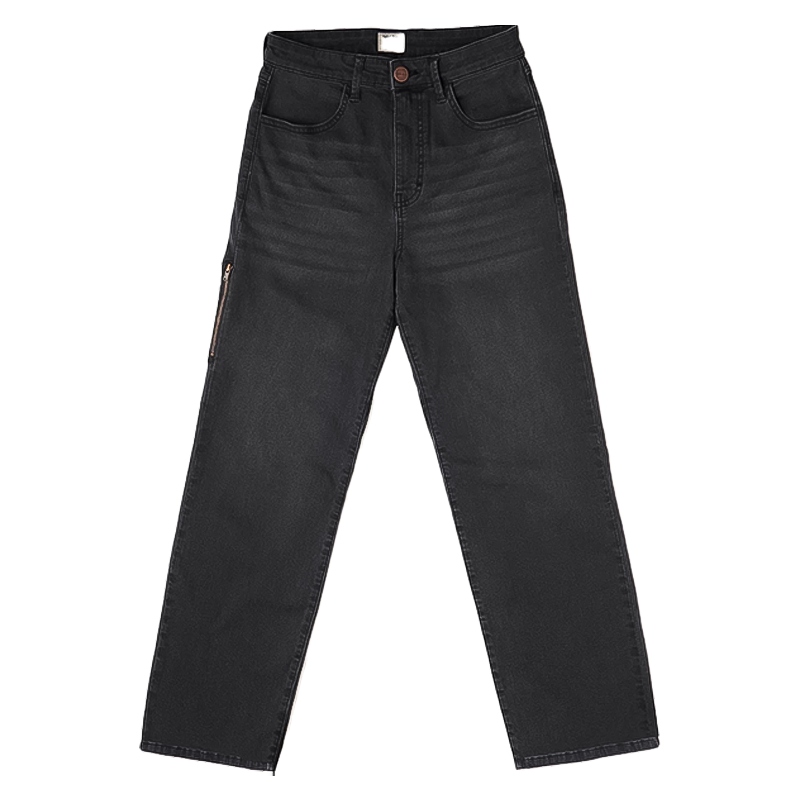 Lightweight Ripton black jeans with a side zipper, designed for comfort and mobility, ideal for biking and casual wear.