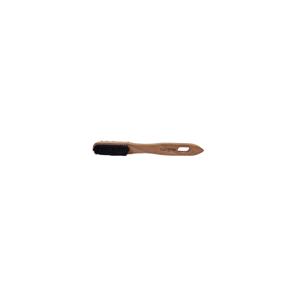 Rúngne climbing brush with a solid beech wood handle and dual-sided bristles, designed for cleaning chalk from holds.