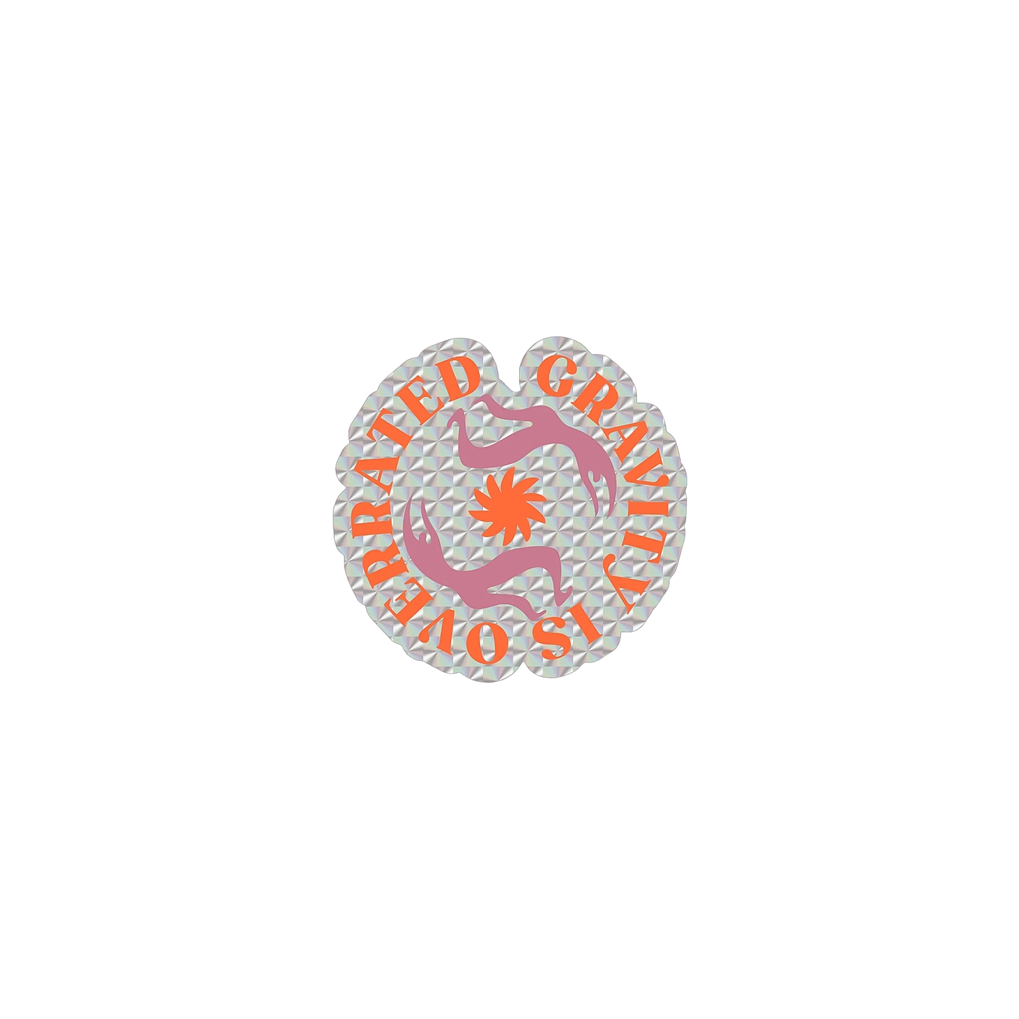 "GRAVITY IS OVERRATED" sticker from Rúngne on a white background.