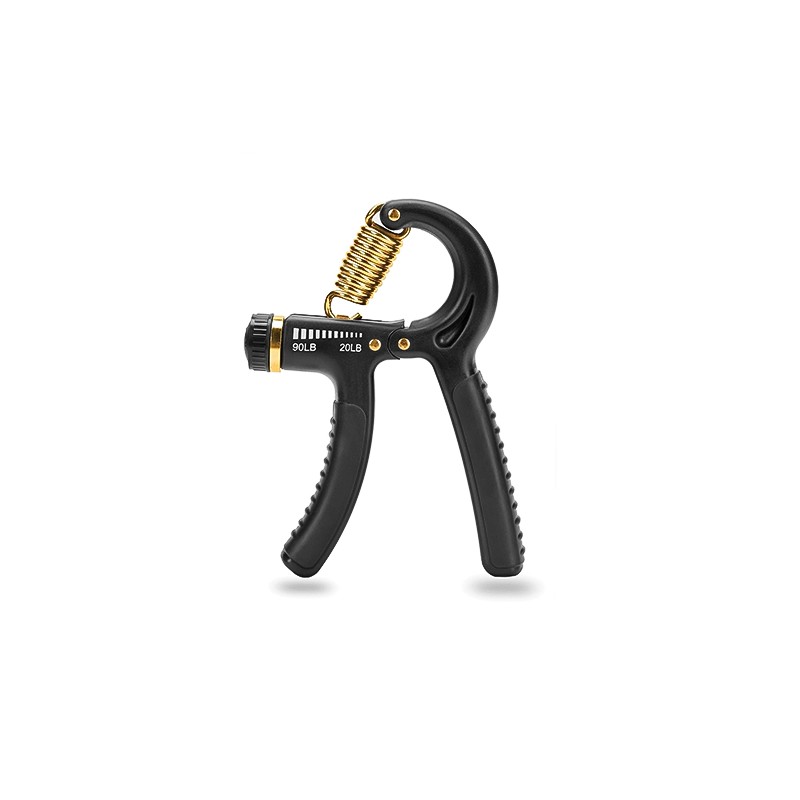 SKLZ black and gold grip strength trainer with a gold handle, perfect for building hand strength and performance.